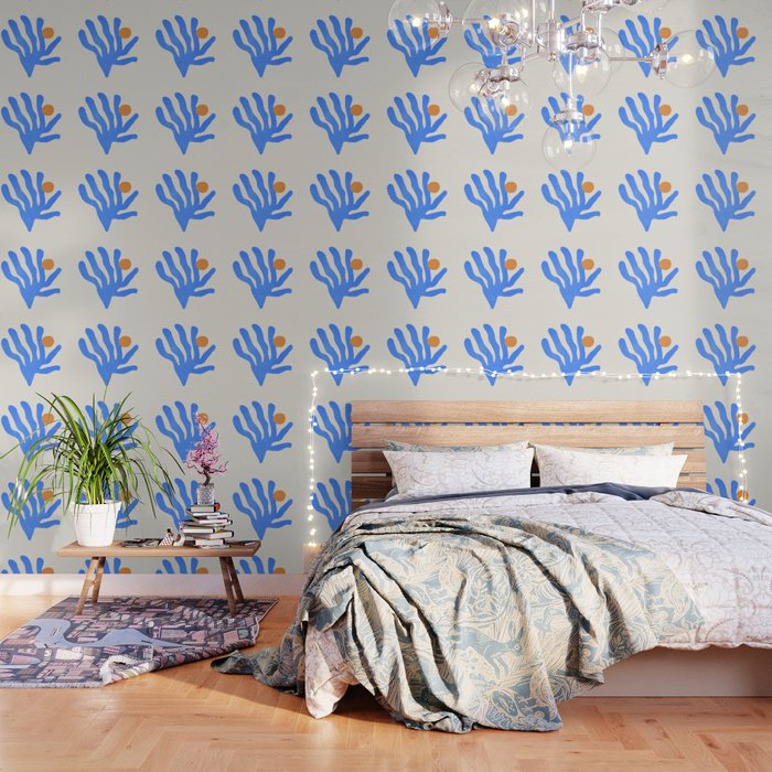 Jazz Blue Leaf: Matisse Series 02 | Mid-Century Edition Wallpaper