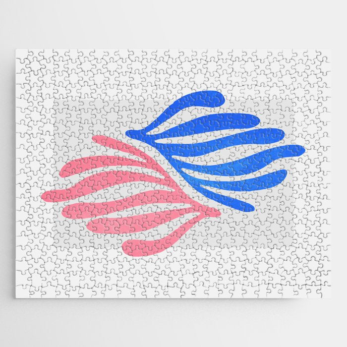 Blue & Pink Leaves: Matisse Series 01 Jigsaw Puzzle