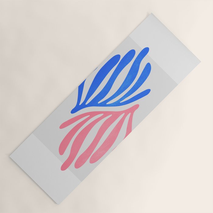 Blue & Pink Leaves: Matisse Series 01 Yoga Mat
