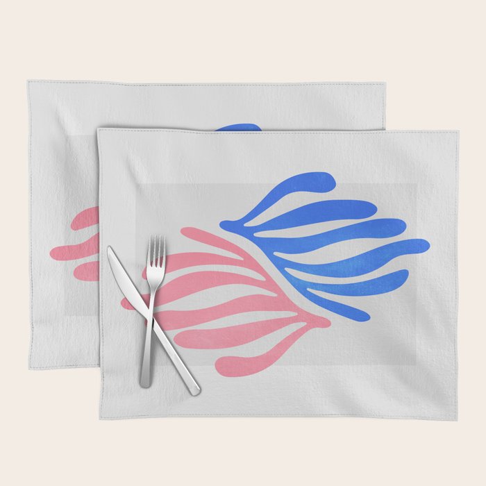 Blue & Pink Leaves: Matisse Series 01 Placemat