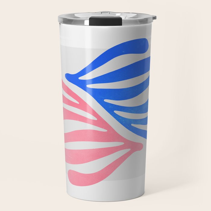 Blue & Pink Leaves: Matisse Series 01 Travel Mug