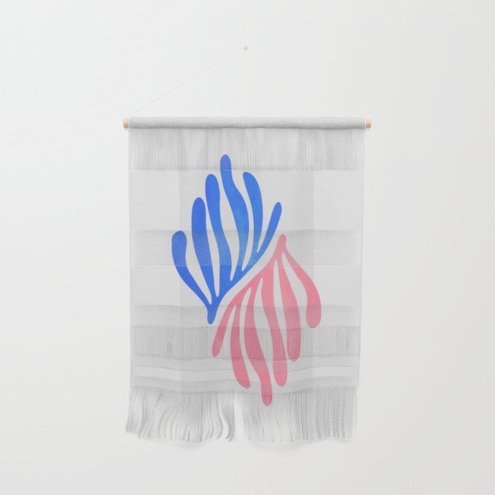 Blue & Pink Leaves: Matisse Series 01 Wall Hanging
