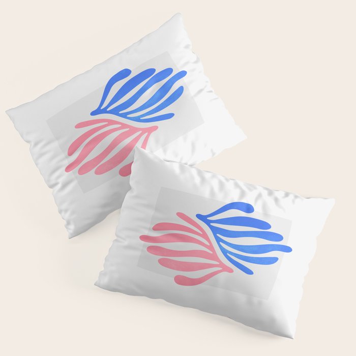 Blue & Pink Leaves: Matisse Series 01 Pillow Sham