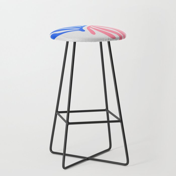 Blue & Pink Leaves: Matisse Series 01 Stool