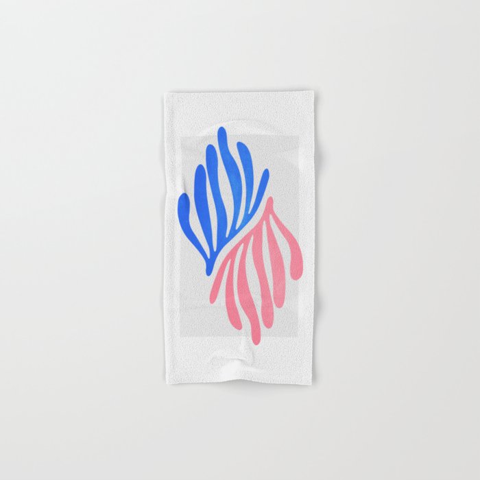 Blue & Pink Leaves: Matisse Series 01 Bath Towel