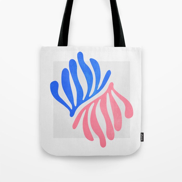 Blue & Pink Leaves: Matisse Series 01 Tote Bag