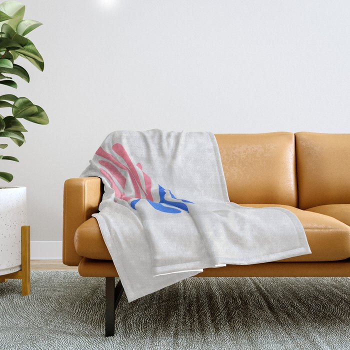 Blue & Pink Leaves: Matisse Series 01 Throw Blanket