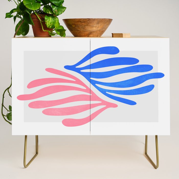 Blue & Pink Leaves: Matisse Series 01 Credenza