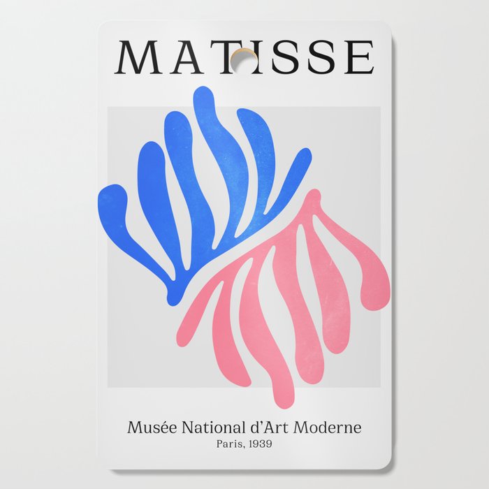 Blue & Pink Leaves: Matisse Series 01 Cutting Board