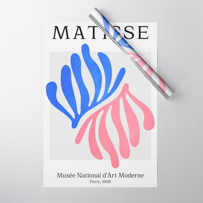 Blue & Pink Leaves: Matisse Series 01 Wrapping Paper