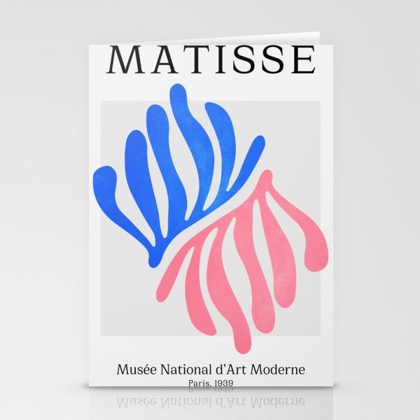 Blue & Pink Leaves: Matisse Series 01 Stationery Card