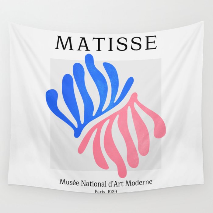 Blue & Pink Leaves: Matisse Series 01 Wall Tapestry
