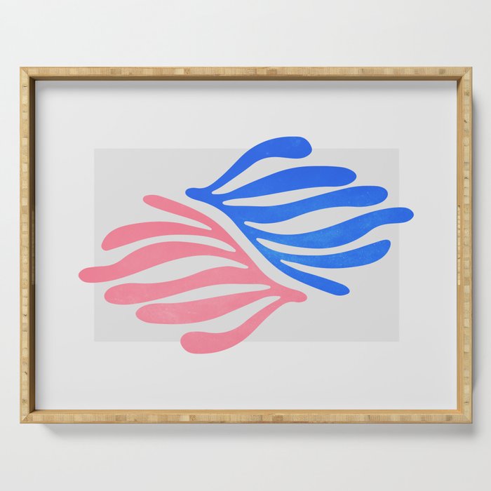 Blue & Pink Leaves: Matisse Series 01 Serving Tray