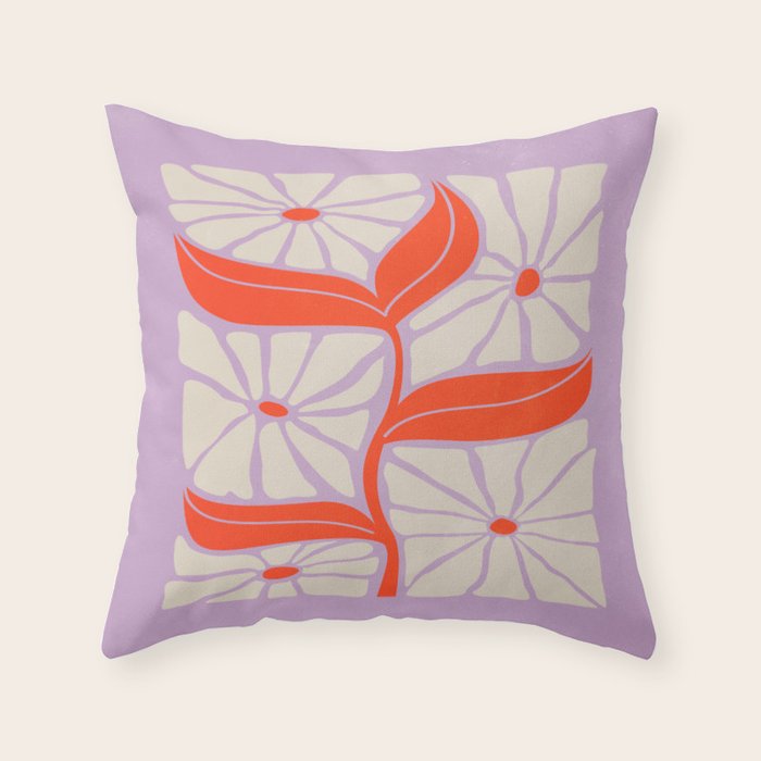 Plum & Flamingo: Les Fleurs | Flower Market Color Series 06 Throw Pillow