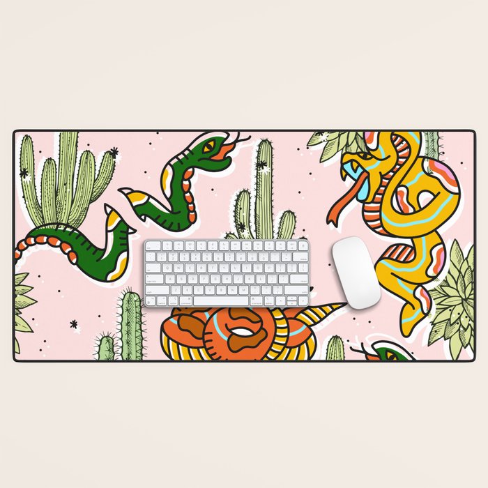 Join Or Die #Illustration #Wildlife #Pattern Desk Mat
