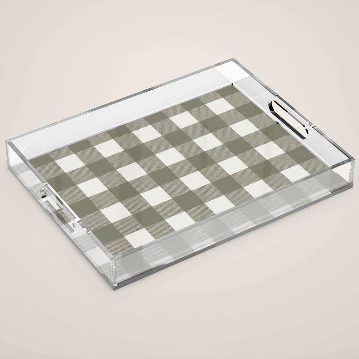 Gingham Cloth / Olive Checks Acrylic Tray