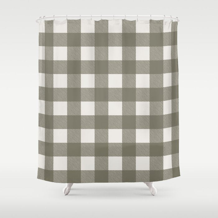 Gingham Cloth / Olive Checks Shower Curtain