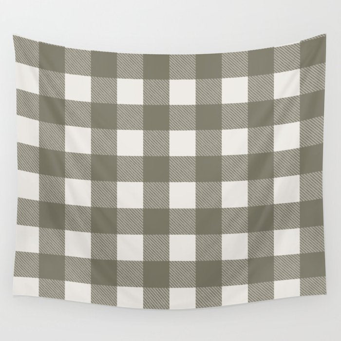 Gingham Cloth / Olive Checks Wall Tapestry