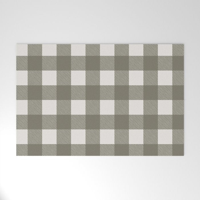 Gingham Cloth / Olive Checks Welcome Mat