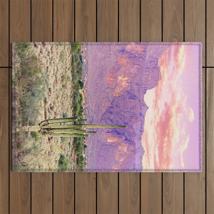 Cactus Sunset #Digitalart #Nature Outdoor Rug