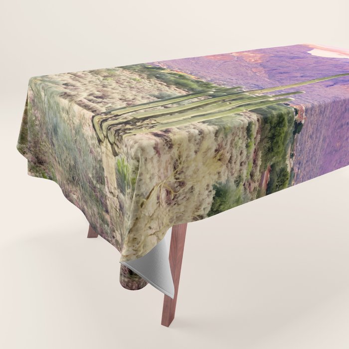 Cactus Sunset #Digitalart #Nature Tablecloth