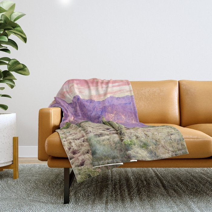 Cactus Sunset #Digitalart #Nature Throw Blanket