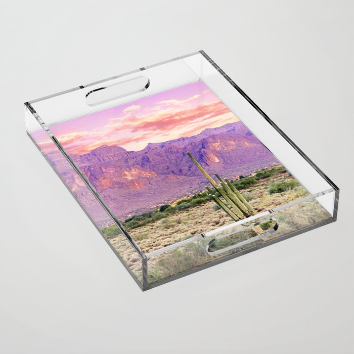 Cactus Sunset #Digitalart #Nature Acrylic Tray