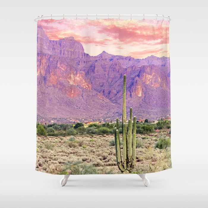 Cactus Sunset #Digitalart #Nature Shower Curtain