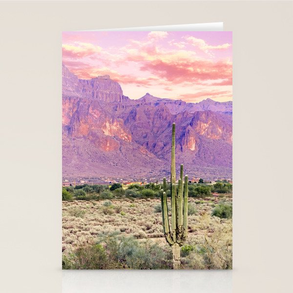 Cactus Sunset #Digitalart #Nature Stationery Card