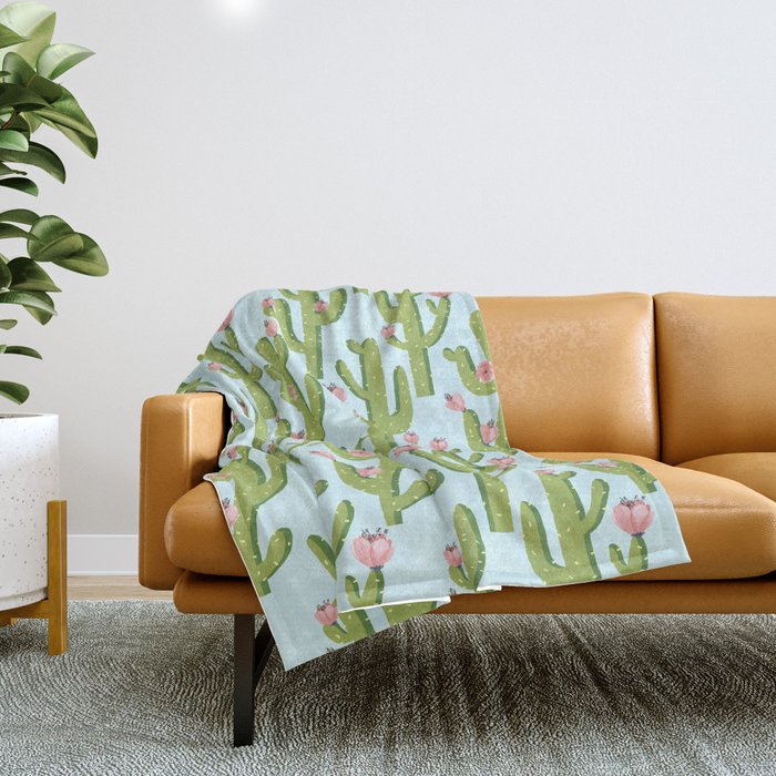 Summer Cactus #Illustration #Cactus Throw Blanket