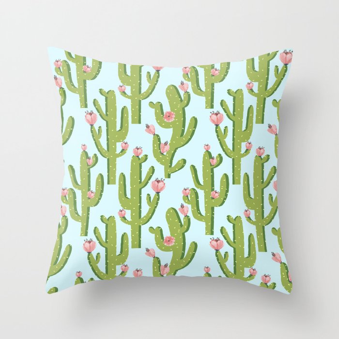 Summer Cactus #Illustration #Cactus Throw Pillow