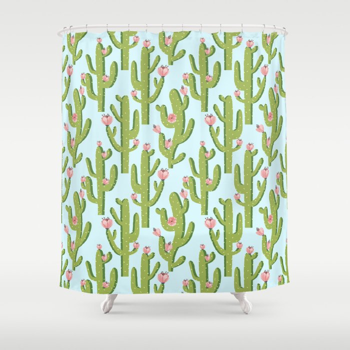 Summer Cactus #Illustration #Cactus Shower Curtain