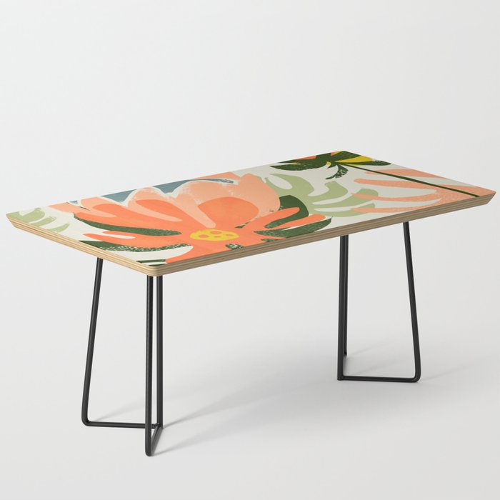 Flowers & Rain, Summer Floral Nature Botanical Painting, Modern Colorful Bohemian Illustration Coffee Table