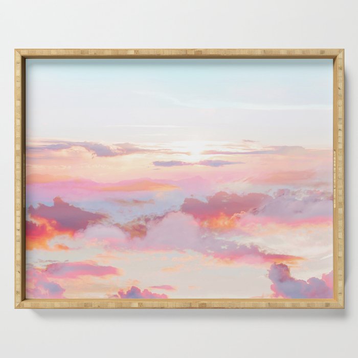 Blush Clouds #Digital #Photography Serving Tray