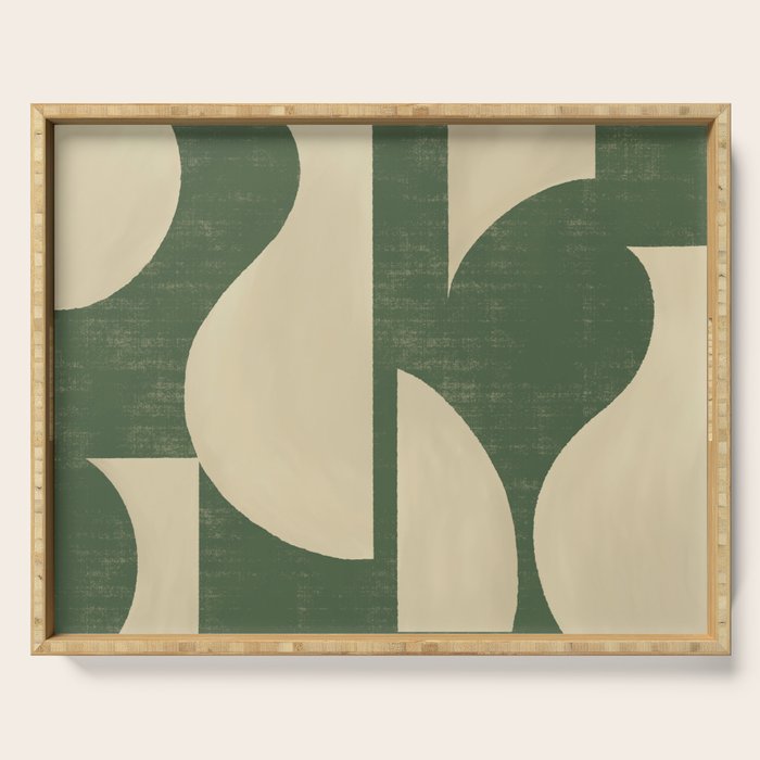 Abstract Vase Collage - Deep Green Serving Tray