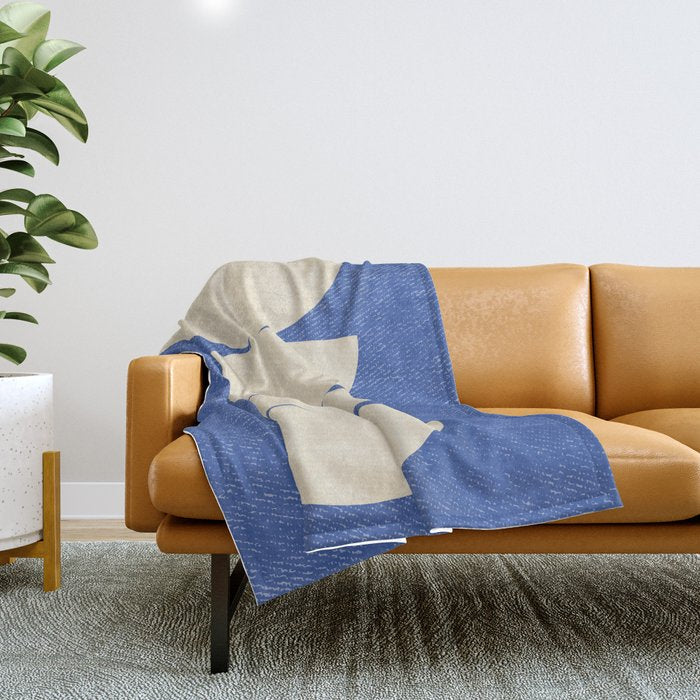 Half Circle 3 - Blue Texture Throw Blanket