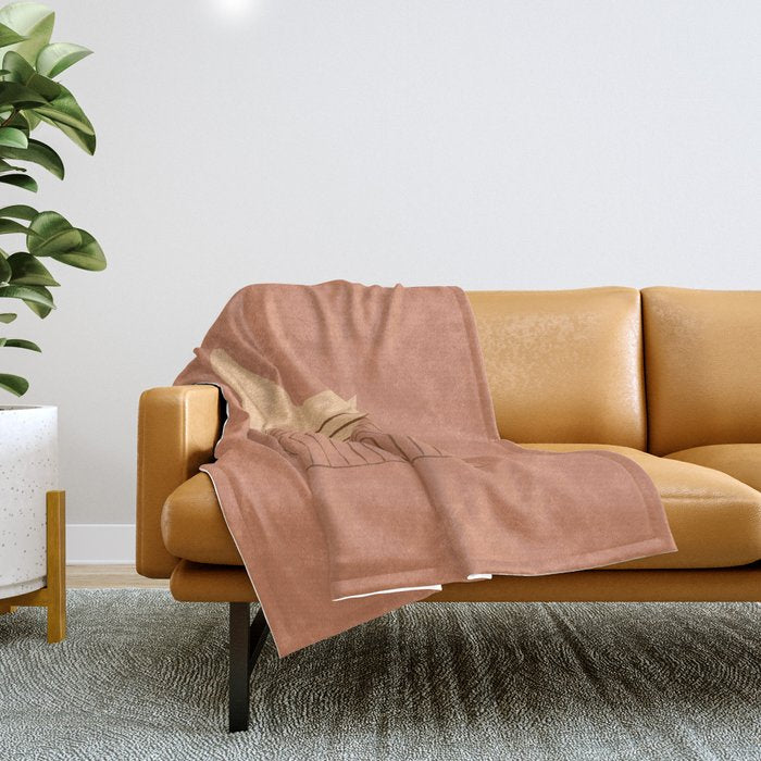 Moon Mountain Terra Orange - Mid Century Modern Throw Blanket