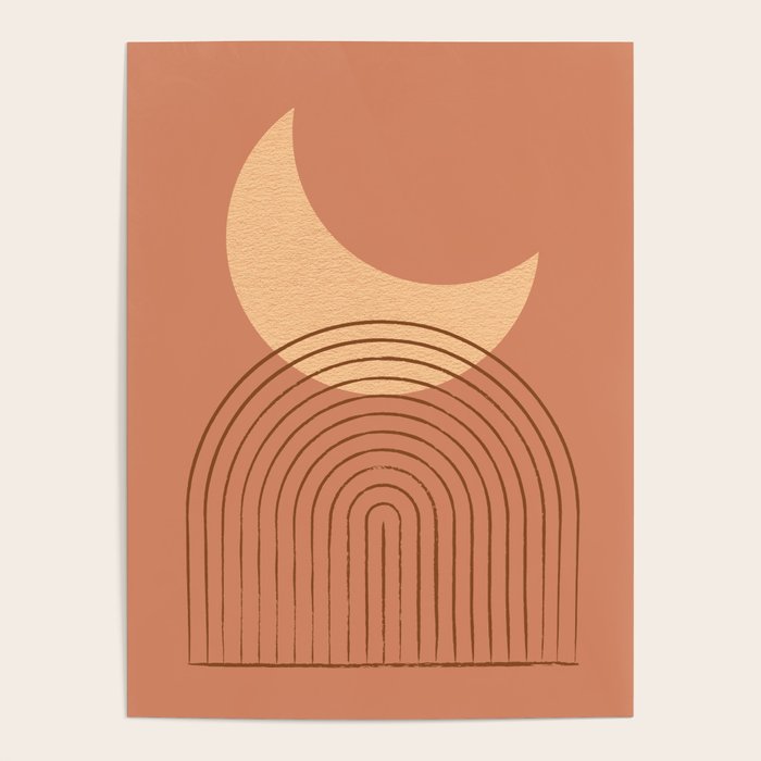 Moon Mountain Terra Orange - Mid Century Modern Poster