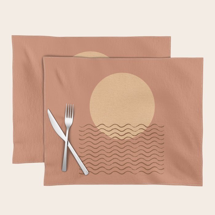 Ocean Wave Terracotta - Mid Century Modern Placemat