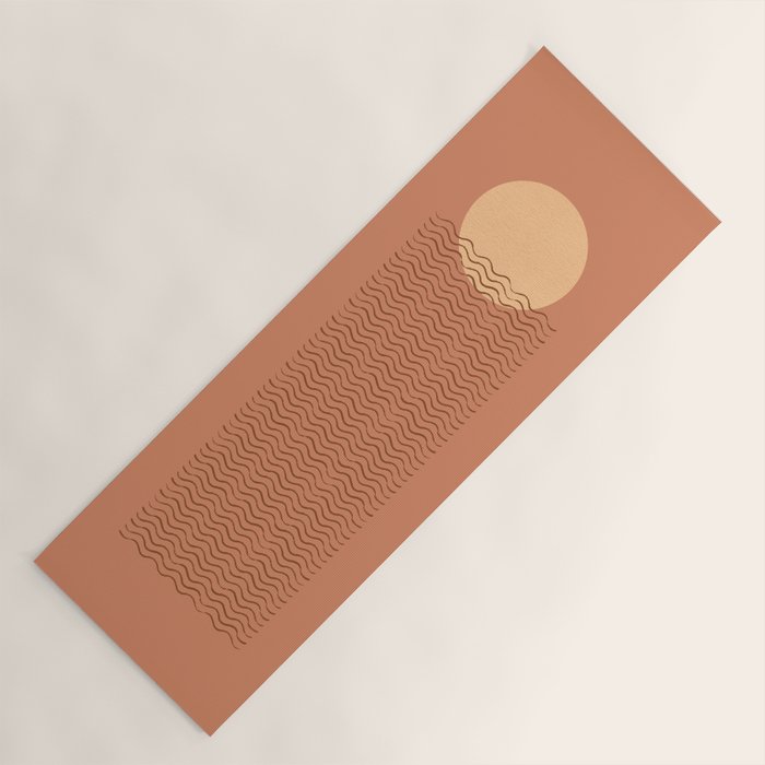 Ocean Wave Terracotta - Mid Century Modern Yoga Mat