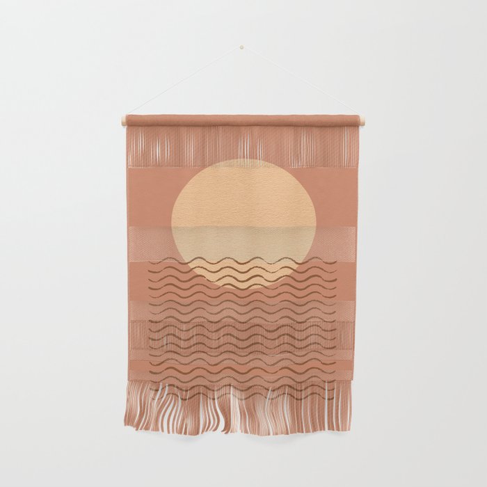 Ocean Wave Terracotta - Mid Century Modern Wall Hanging