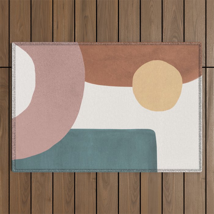 Abstract Earth 1-1 - Painted Shapes Outdoor Rug