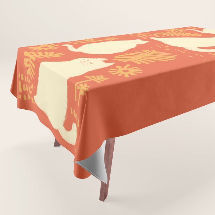Abstraction Minimal Cat 27red Happy Go Lucky Tablecloth