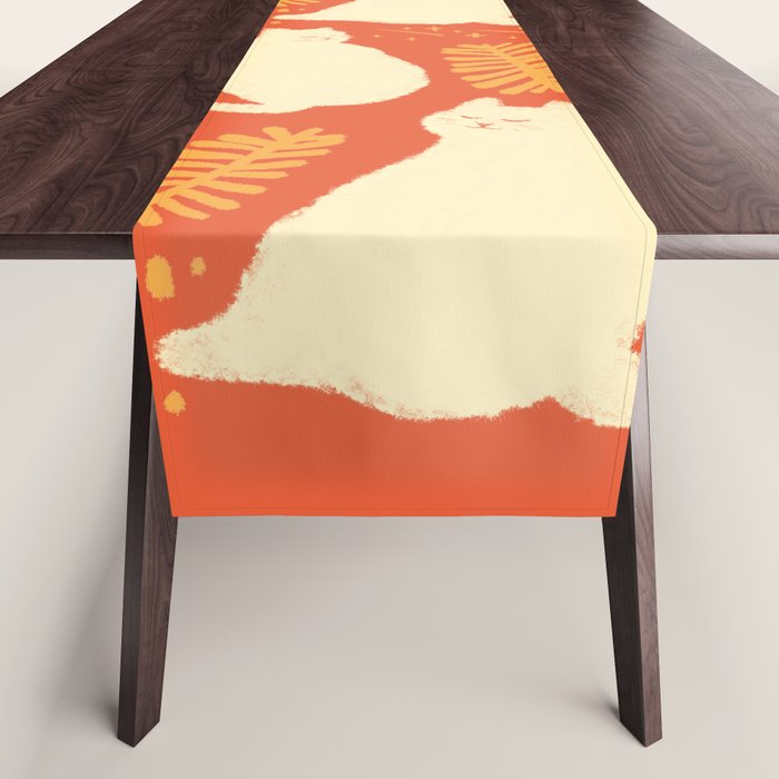 Abstraction Minimal Cat 27red Happy Go Lucky Table Runner