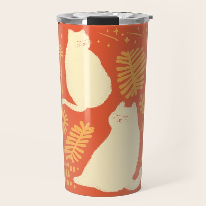 Abstraction Minimal Cat 27red Happy Go Lucky Travel Mug