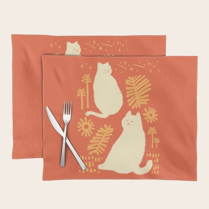 Abstraction Minimal Cat 27red Happy Go Lucky Placemat