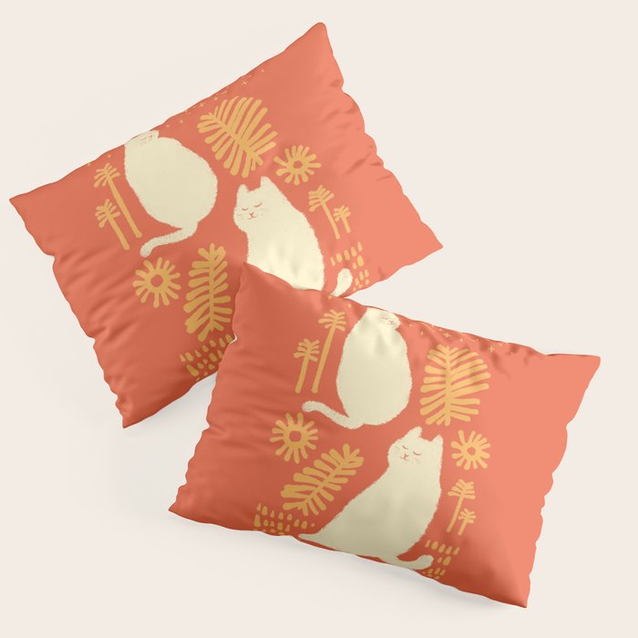 Abstraction Minimal Cat 27red Happy Go Lucky Pillow Sham