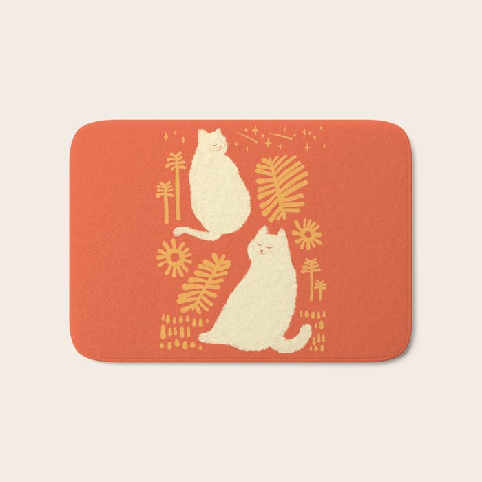 Abstraction Minimal Cat 27red Happy Go Lucky Bath Mat