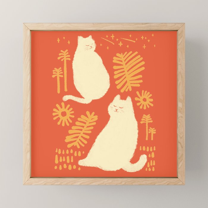 Abstraction Minimal Cat 27red Happy Go Lucky Mini Art Print