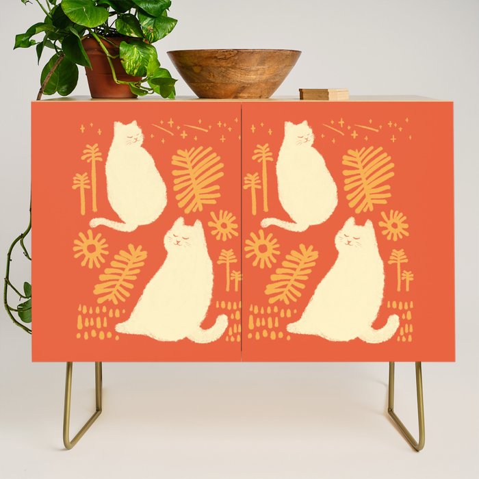 Abstraction Minimal Cat 27red Happy Go Lucky Credenza